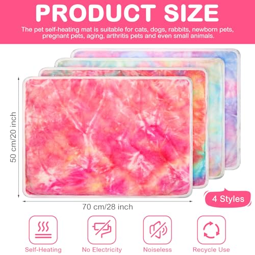 4 Pack Self Heating Cat Bed Cat Self Warming Pad with Removable Cover Extra Warm Thermal Pet Pad Washable Pet Crate Mat Anti Slip Kennel for Indoor Outdoor Pets (20 x 28 Inches)