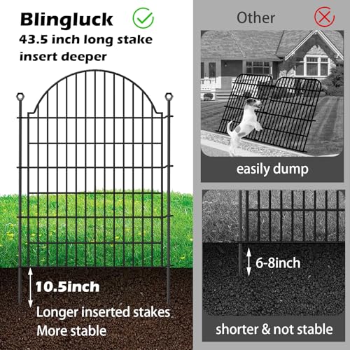 10 Panels No Dig Decorative Outdoor Garden Fence (Black / 40 in(H))