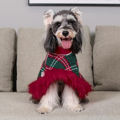 Dog Sweater Cloak (X-Small(Back Length 8.5") / Red Plaid)