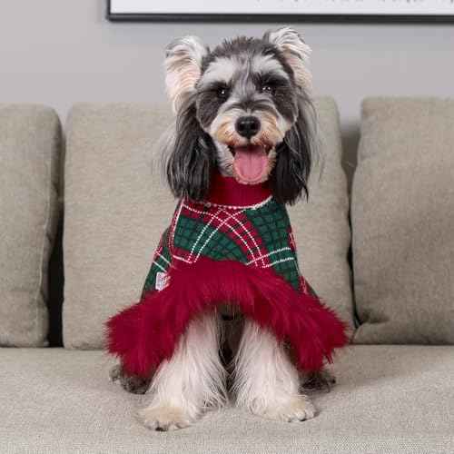 Dog Sweater Cloak (X-Large(Back Length 16") / Red Plaid)