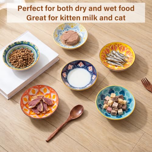 Ceramic Cat Bowls Set of 6 (Floral - No Pads)