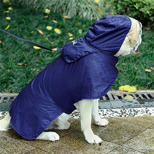 Pet Raincoat Packable Hooded Dog Rain Jacket Reflective Strips Lightweight Adjustable Poncho for Small Medium Large Dogs Blue XL (XL (Back:20 Inches) / Blue)