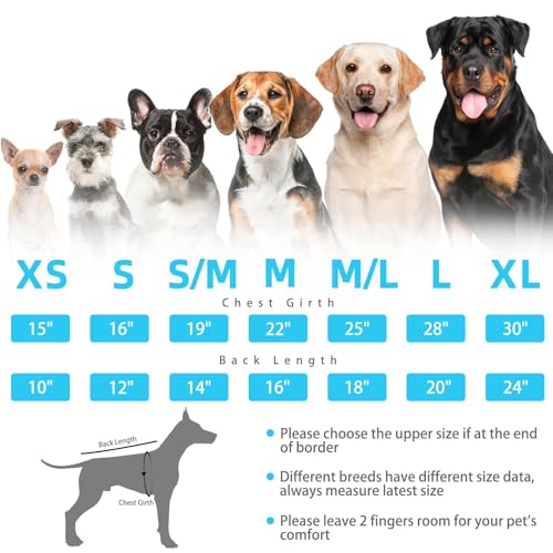Dog Sweaters for Large Medium Small Dogs (M/L - Chest 25", Back 18" / Blue&Black)