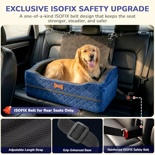 Dog Car Seat for Medium Large Dogs (Navy Blue / Large)