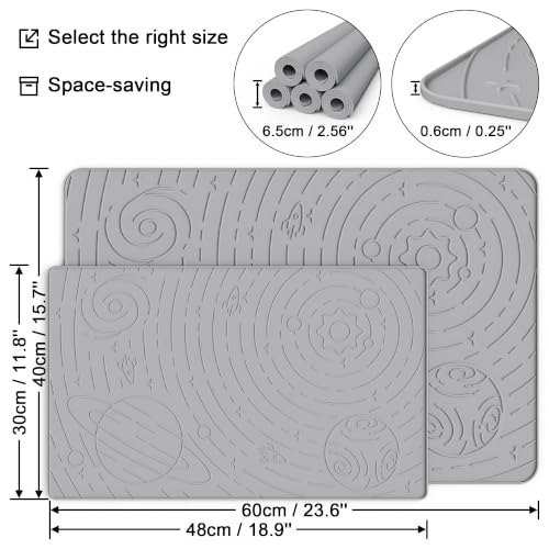 Galaxy Pet Feeding Mat (18.9"L x 11.8"W / Ash Light Grey)