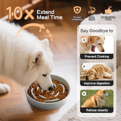8.25'' Ceramic Slow Feeder Dog Bowls (8.25 inch / Grey)