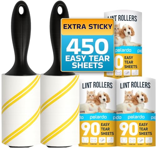 Lint Rollers for Pet Hair (5 pcs - 450 Sheets - Printed Tear Line)