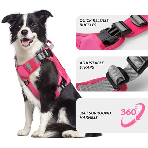 Pink Tactical Dog Harness for Small Dogs (Pink / Small: 15-30 lbs (Chest:20-26",Neck:15-18"))