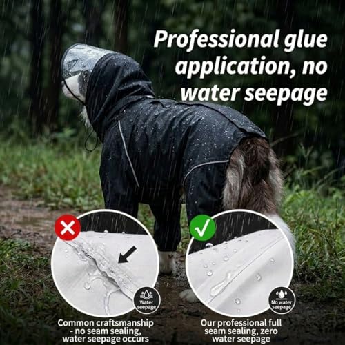 Dog Raincoat for Medium Large Dogs (Black for Girl / XX-Large)