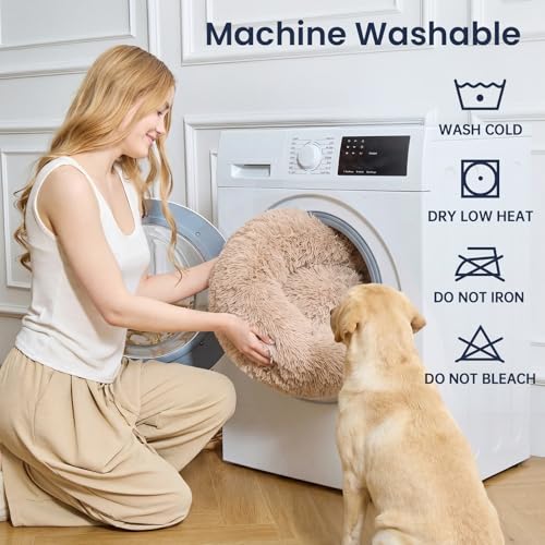 Calming Dog Beds Extra Large Sized Dog (Camel / 45.0"L x 45.0"W x 10.0"Th)