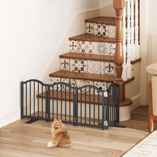 Short Dog Gate Indoor (Black / 4 Panel-16''H, Up to 48''W)