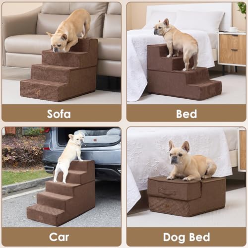 Dog Stairs for Small Dogs 13.5" H (Brown / Standard 15" x 18" x 13.5")