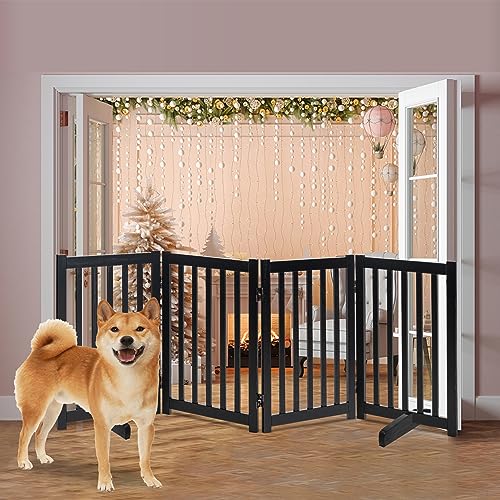 Wooden Free Standing Dog Gate 80" W x 30" H (Black / 80"W x 30"H)