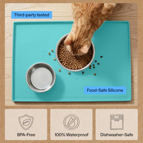 Waterproof Dog Food Mat (Turquoise / 28" x 18")