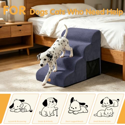 High Density Foam Dog Steps 4 Tiers (Blue / 28.5*15.7*20.5)