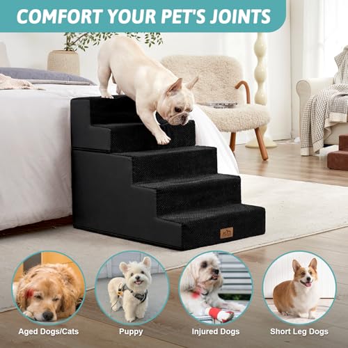 Dog Stairs for Small Dogs (Black / 17.7x29.5x23.6 inch)