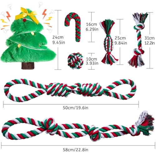 Dog Rope Toys Set (7 Pack Christmas-Large)