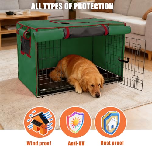 42 Inch Green Dog Crate Cover (42.0"L x 28.0"W x 30.0"H / Green)
