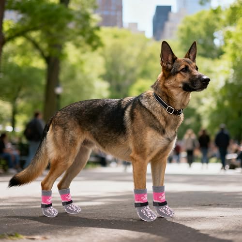 Dog Socks for Hot (Pink+Grey / X-Large (4 Pack))