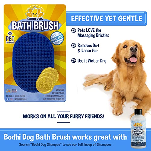 Shampoo Brush & Oatmeal Shampoo and Conditioner Bundle (1 Pack + 8 Ounce Shampoo / Blue + Shampoo)