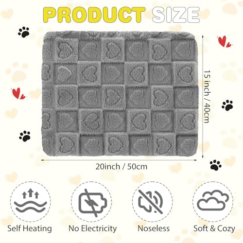 3 Pack Self Warming Cat Bed Mat Self Heating Dog Pad Reflects Body Warm Thermal Pet Pad Washable Non Slip Crate Kennel Bed Mat for Indoor Outdoor (Gray)