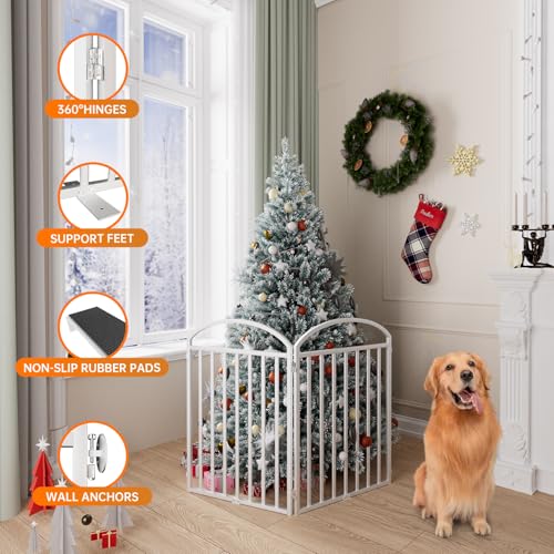 2 Panels Full Matel Freestanding Dog Gates (【2 Panels】48"W*32H" / White)