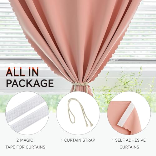 Adhesive Blackout Curtains for Window (Pink / 47"W x 71"L (Pack of 1))