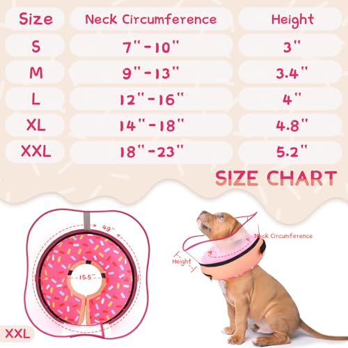 Raised Inflatable Dog Cone Collar to Stop Licking (Donut Pink / XXL(Neck 18.5"-23.5"))