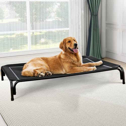 Outdoor Elevated Dog Bed for Large Sized Dogs (XL(48.80"x35.80"x8.00) / Black)