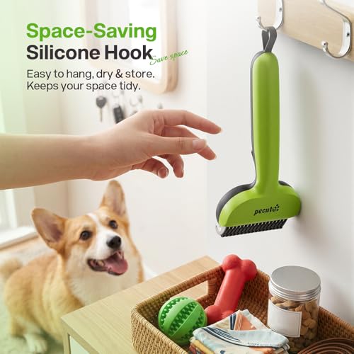 Self Cleaning Undercoat Rake for Dogs Cats with Long (Green)