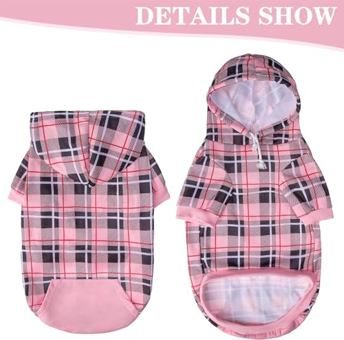 Plaid Dog Hoodie (Large / Pink)