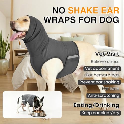 Dog Calming Hoodie Thunder Anxiety Relief Vest for Large Dogs (Dark Grey / 3XL(66-88lb))