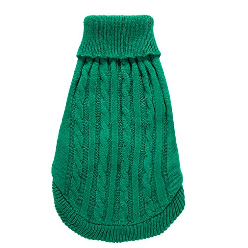 Dog Sweater Soft Warm Turtleneck Knitted Clothes for Small Medium Large Pet (Green / Small)