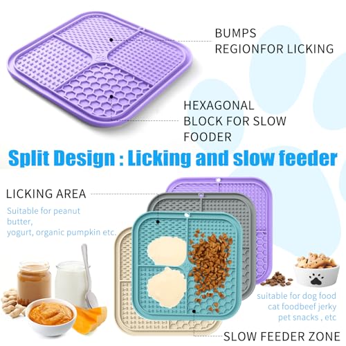 Lick Mat for Dogs (4pack / Cyan, Purple, Beige, Grey)