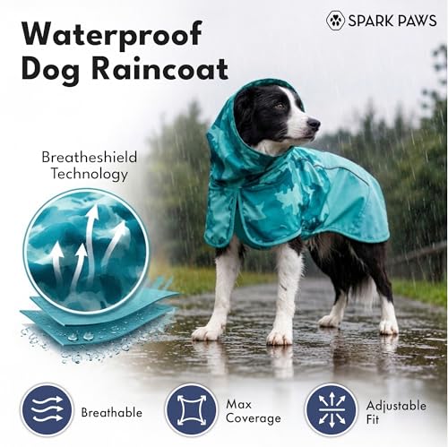 Dog Raincoat Waterproof Rain Jacket w (Camo Teal / Small)