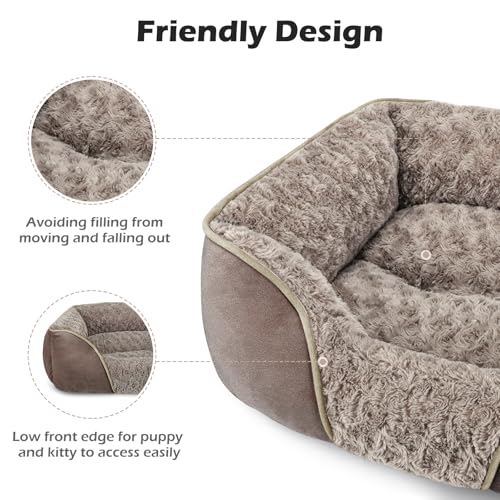 Medium Dog Bed Rectangle Washable Orthopedic Soft Calming Sleeping Durable Pet Cuddler with Anti (M(25"x 21"x 8") / Dark Brown)