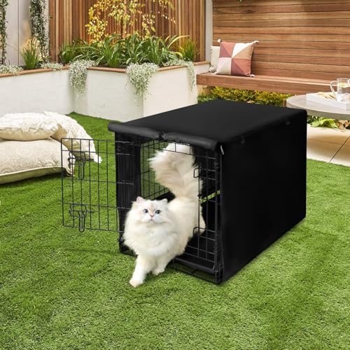 Dog Crate Cover (Black (with window) / 24 Inch)
