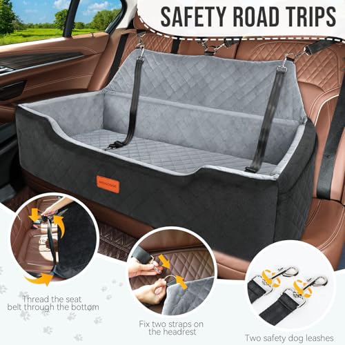 Large Dog Car Seat Under 100 lbs (Black/Grey)