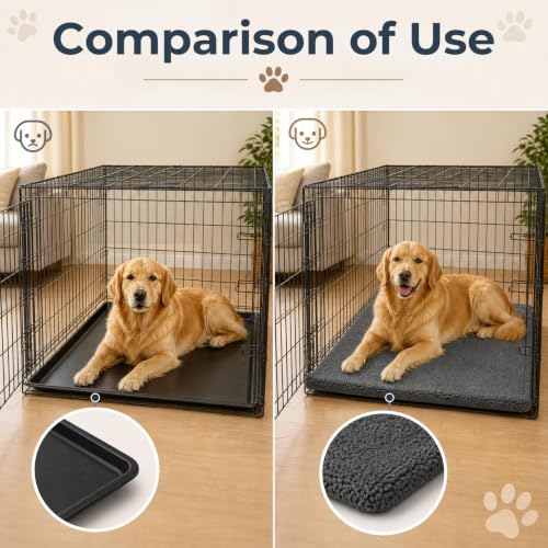 Dog Crate Pan Cover with Softer Fluffy Top for 42 inch Pet Cage (Fits 42 inch Crate Pan / Deep Gray)