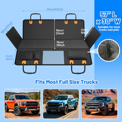 Dog Car Seat Cover for Back Seat (Jet Black / XL-For Full-size Trucks)