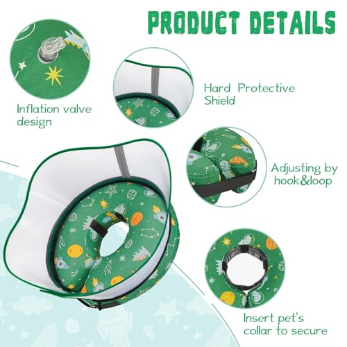 Elevated Inflatable Dog Cone Collar to Stop Licking (Green / XL(Neck 14"-18"))
