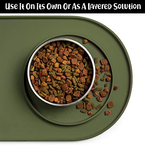 Dog Food Mat Waterproof Dog Bowl Mat (10 Inch (Pack of 1) / Khaki Green)
