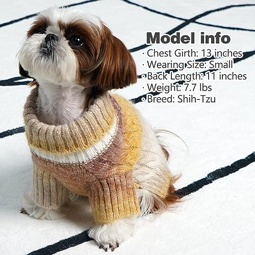 Color Block Dog Sweater for Medium Large Dog Turtleneck Thermal Knit (2XL (45-70lbs) / 06# Brown)