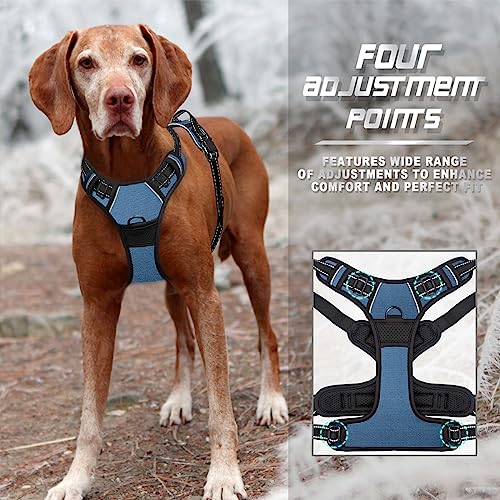 Dog Harness No Pull for Large Dogs Front Back Clips (Large(Chest:24.5-32.5") / Navy)