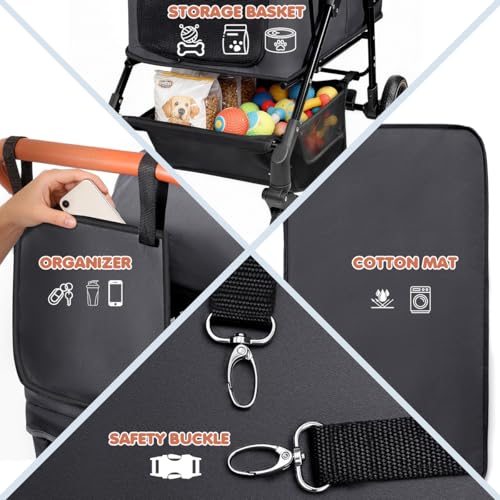 Dog Stroller for Large & Medium Dogs (Gray)