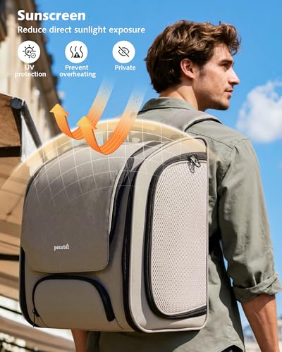 Cat Backpack Carrier (Khaki(Expandable) / 12.6"L x 10.2"W x 16.5"H)