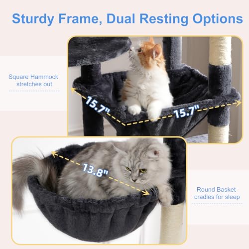 Cat Tree, 76-Inch Tall Heavy Duty Cat Tower for Big Cats HCT039G (Smoky Gray / 76.8 inch)