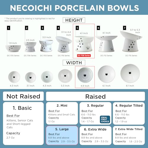 Necoichi Ceramic Elevated Cat Food Bowl (Sakura / Large)