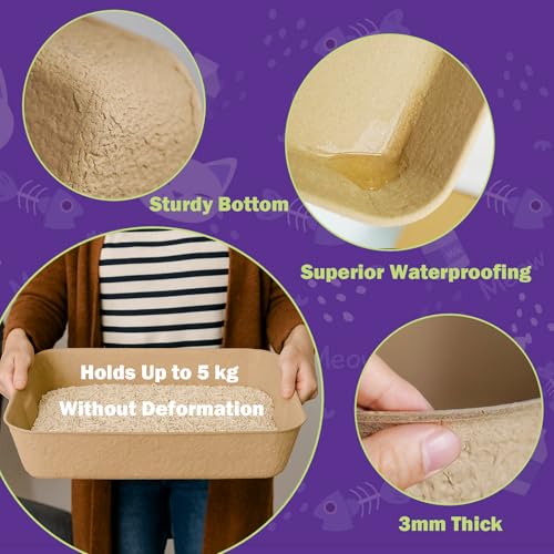 6 Pack Disposable Litter Boxes for Kitty Cats (Brown)