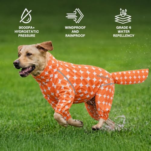 Polka Dot Dog Raincoat (Orange / Small)